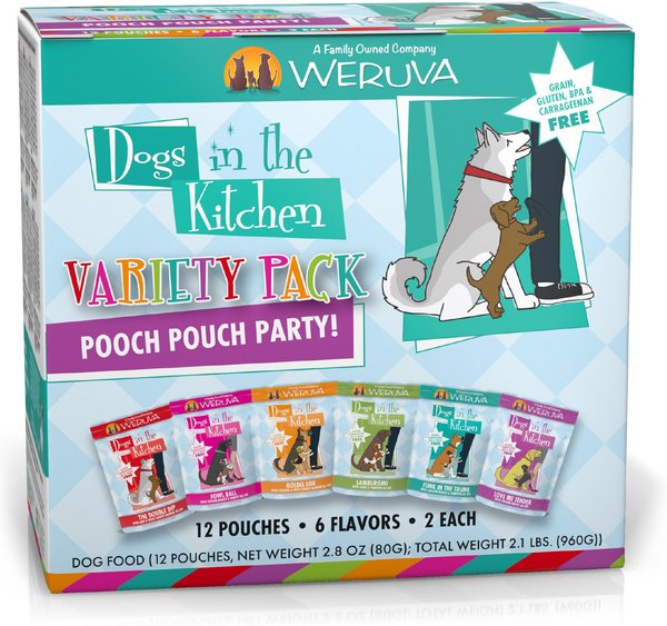 Weruva Dogs in the Kitchen Pooch Pouch Party! Variety Pack Grain-Free Dog Food Pouches