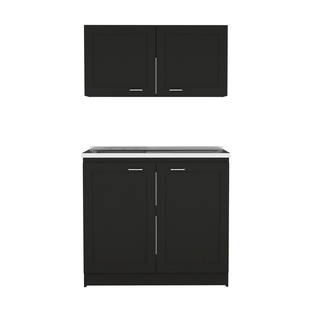 Cambridge 2 piece Rectangle Cabinet Set Black Wengue