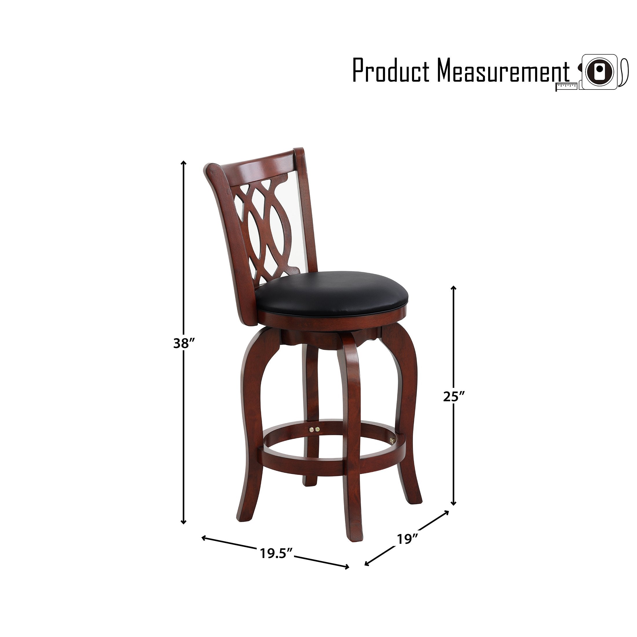 OakvillePark Odelia Scroll Back Swivel Barstool， Counter Height， Cherry