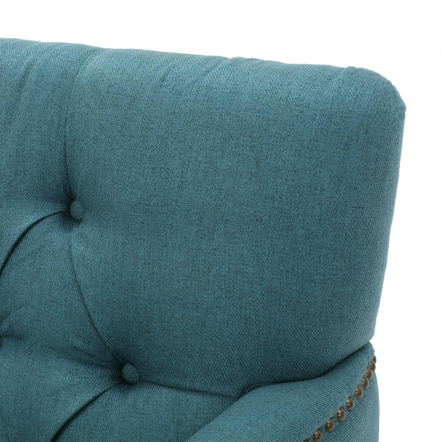 Noble House Madrid Dark Teal Fabric Club Chair， Blue