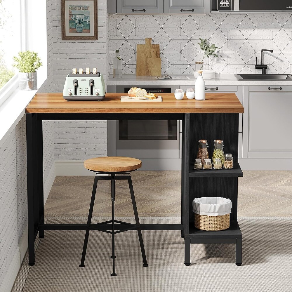 Kitchen Island with 5 Open Shelves  Industrial Dining Island Table with Large Worktop  Freestanding Kitchen Island Table