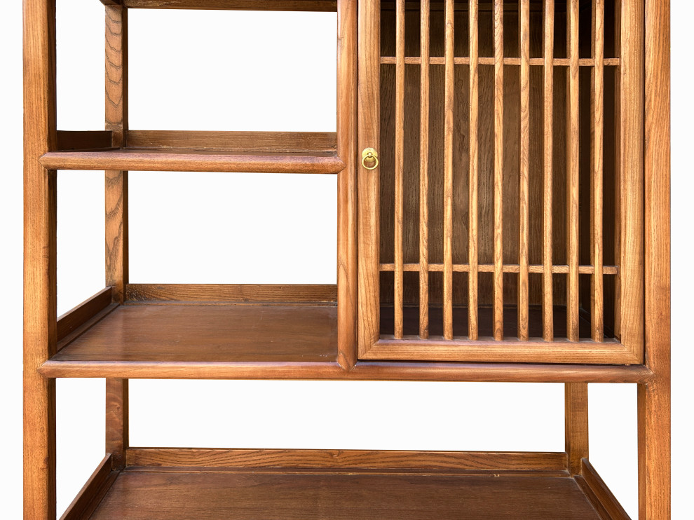 Chinese Elm Wood Brown Open Display Bookcase Cabinet Hcs4546   Asian   Bookcases   by Golden Lotus Antiques  Houzz