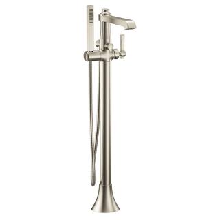 MOEN Flara Single-Handle Floor-Mount Roman Tub Faucet with Hand Shower in Brushed Nickel (Mounting Kit not Included) S931BN