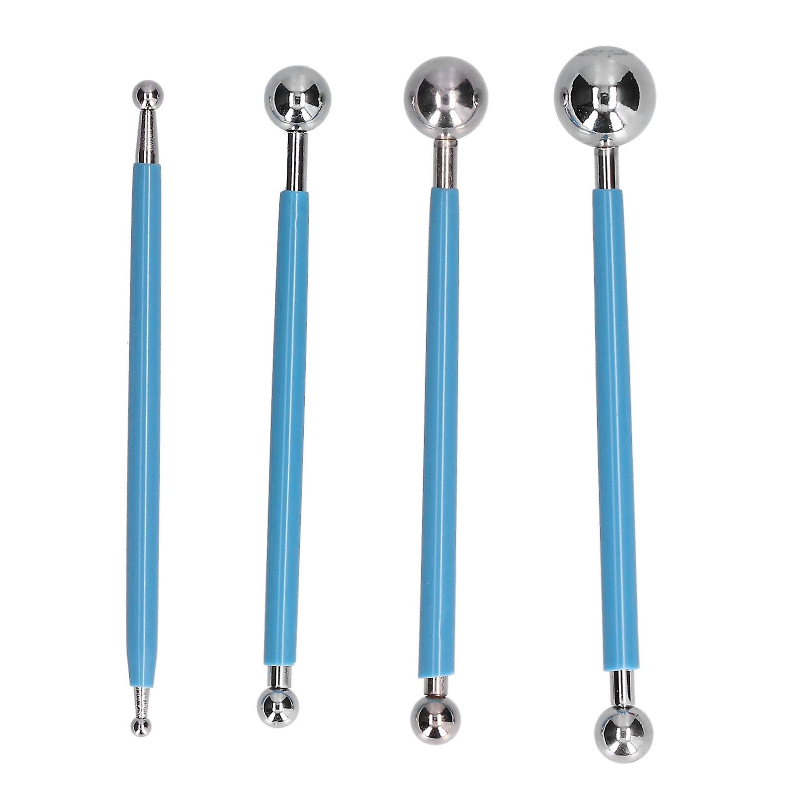 4pcs/set Baking Tool Stainless Steel Ball Sculpting Tool Diy Cake Fondant Decorating Kitselfsealing Bag