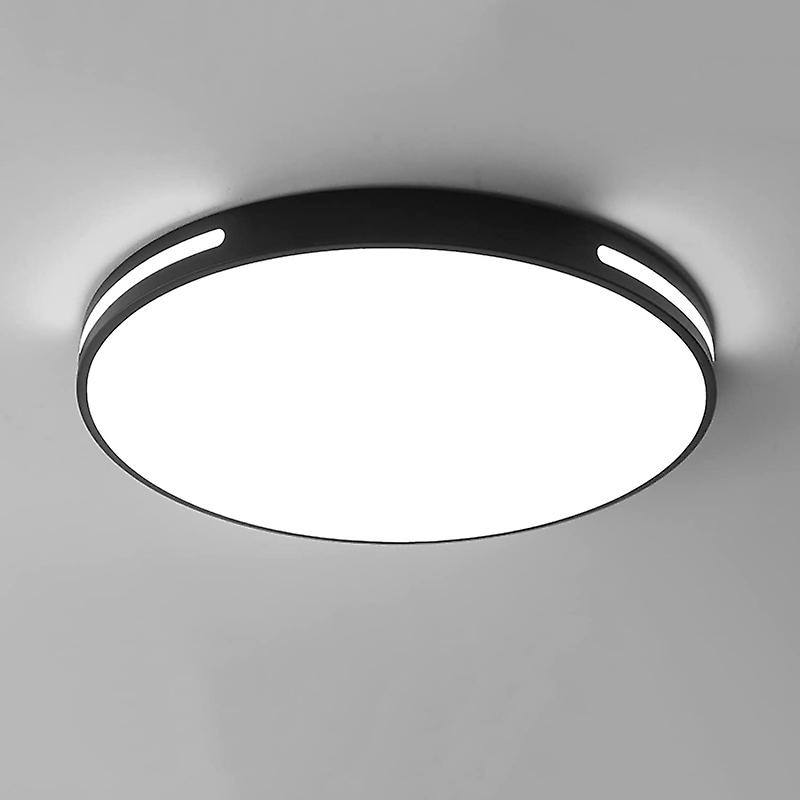 18W Wooden LED Ceiling Light 30cm Modern Round Cool White 6000K for Bedroom Kitchen Living Room Balcony and Hallway (Black)