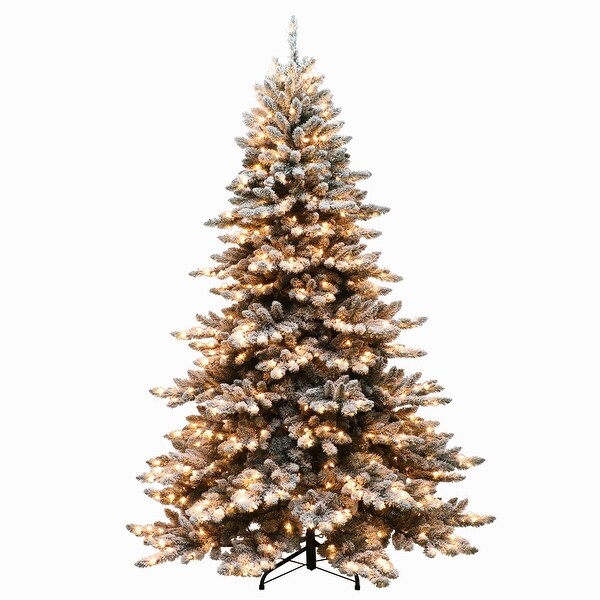 7.5' Royal Majestic Spruce Green Flocked Artificial Tree Clear Lights