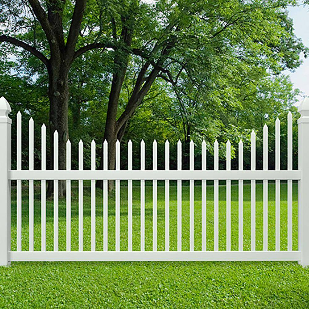 Veranda Pro-Series 3.5 ft. H x 8 ft. W White Vinyl Alexandria Cut Scalloped Spaced Picket Fence Panel - Unassembled 144736