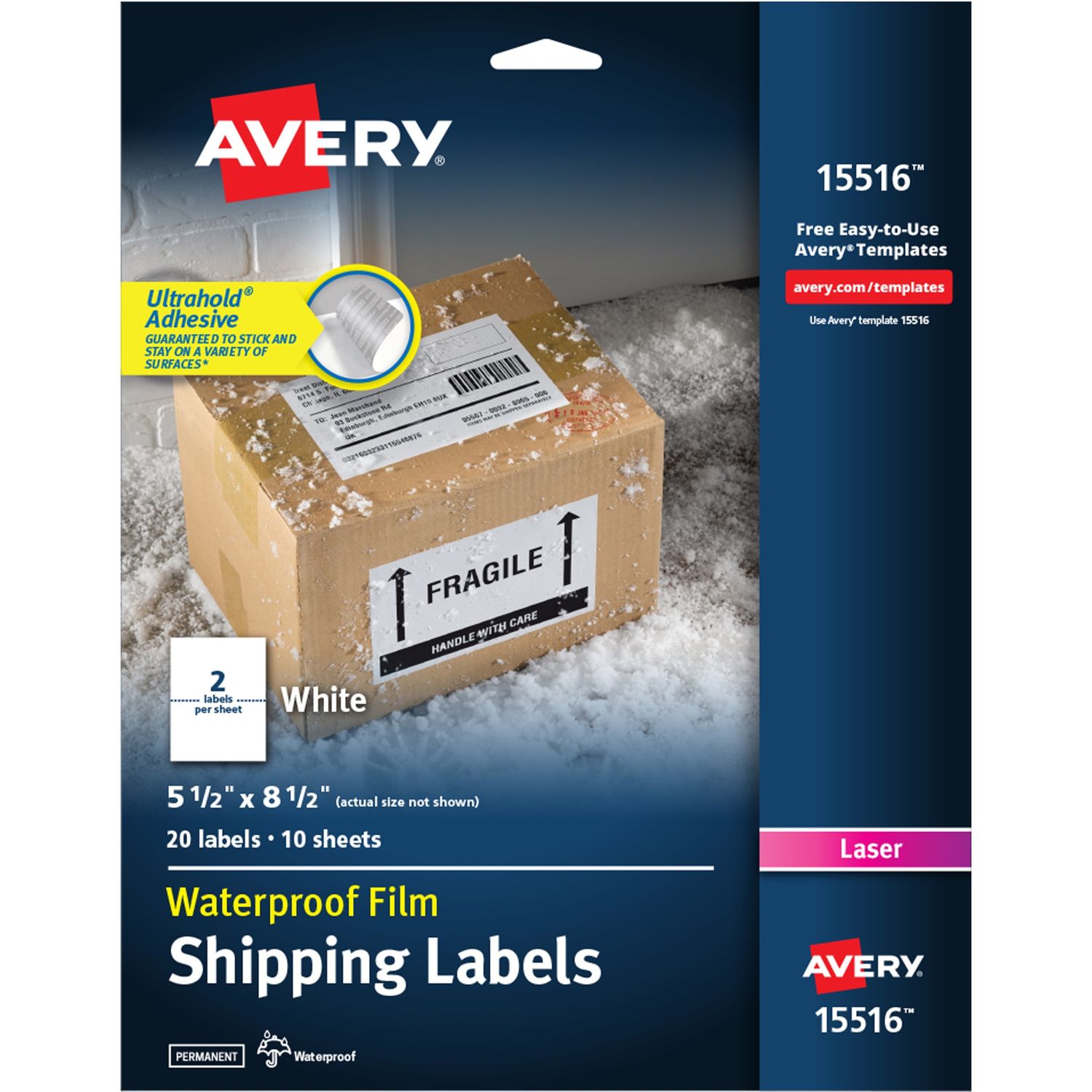 Waterproof Shipping Labels with TrueBlock by Avery AVE15516