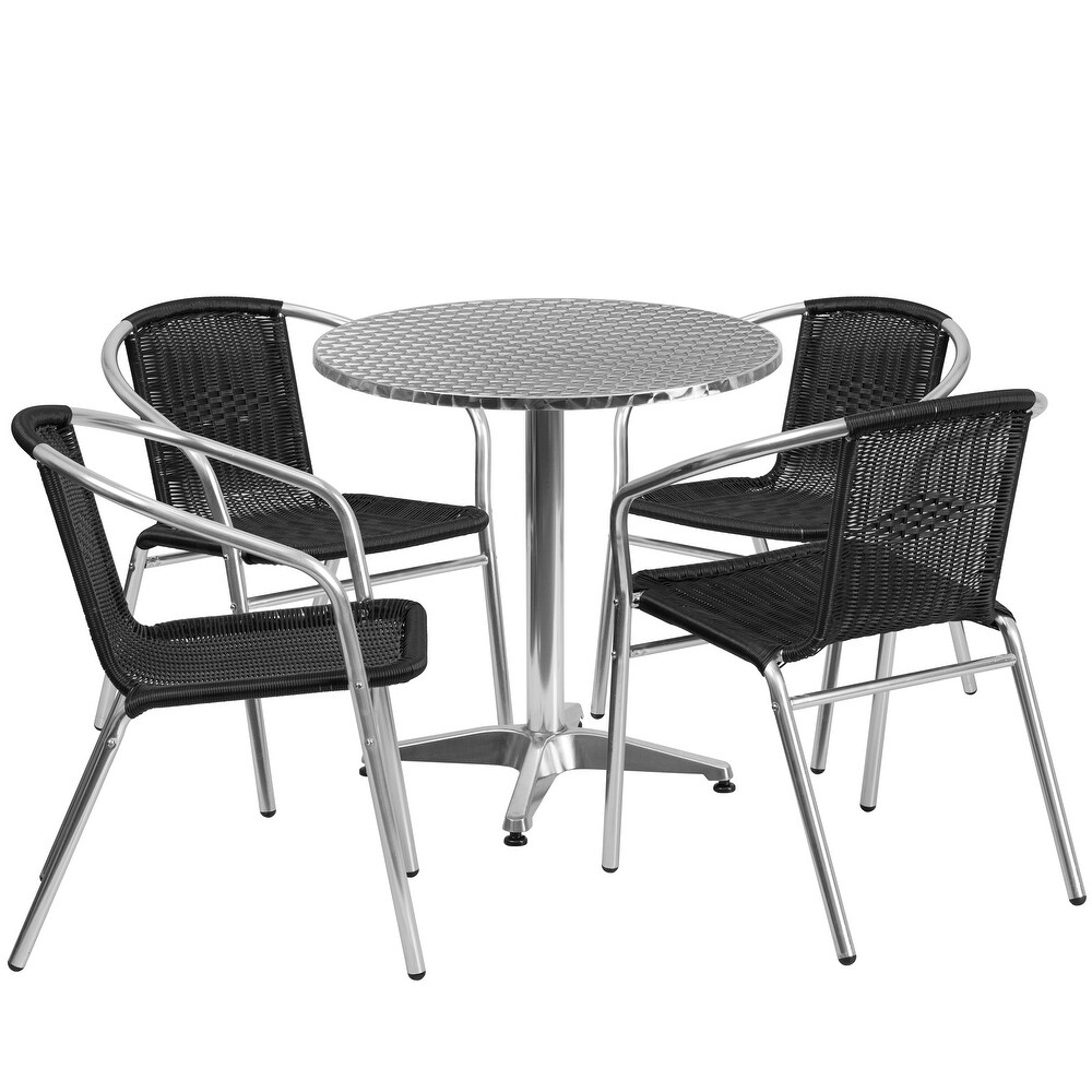 Rattan/ Steel/ Aluminum Indoor Outdoor 5 piece Round Dining Set