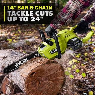 RYOBI 40V HP Brushless 14 in. Battery Chainsaw with 4.0 Ah Battery and Charger RY405100