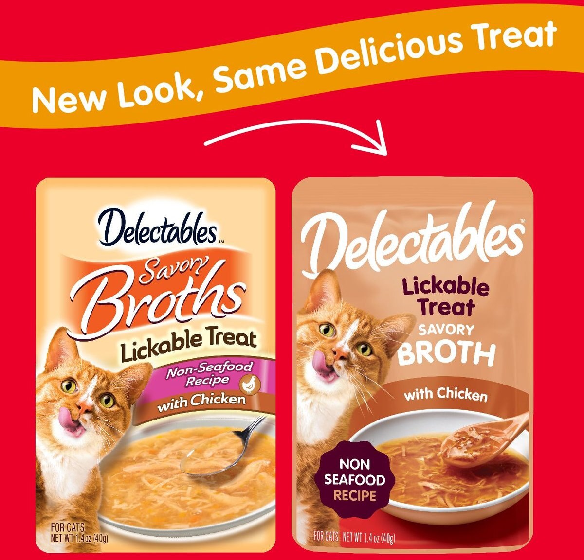 Hartz Delectables Savory Broths Non-Seafood Recipe and Chicken Grain-Free Lickable Cat Treats， 1.4-oz pouch， pack of 12