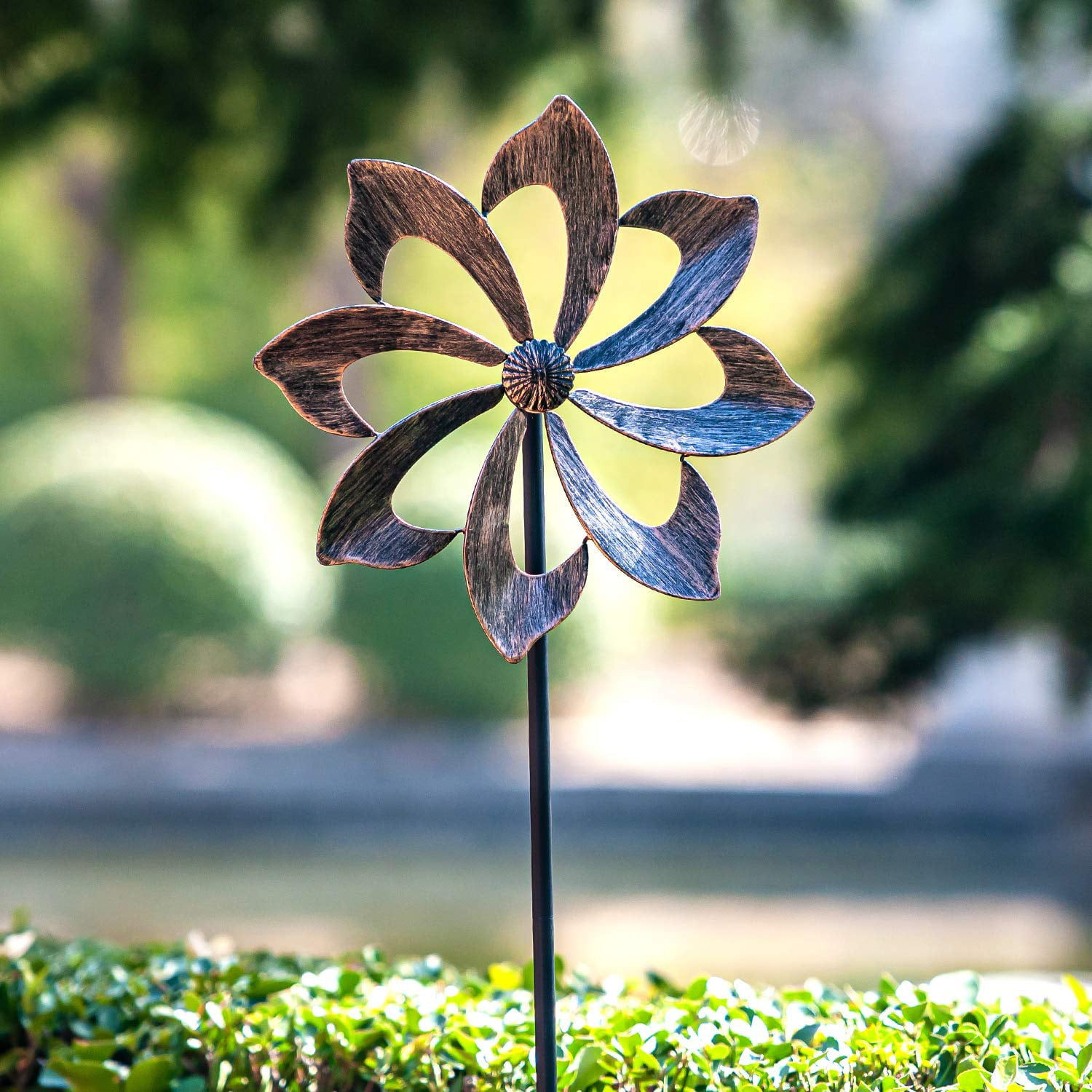 Steady Doggie | Wind Spinner Dahlia 61 in Single Blade Copper Bronze