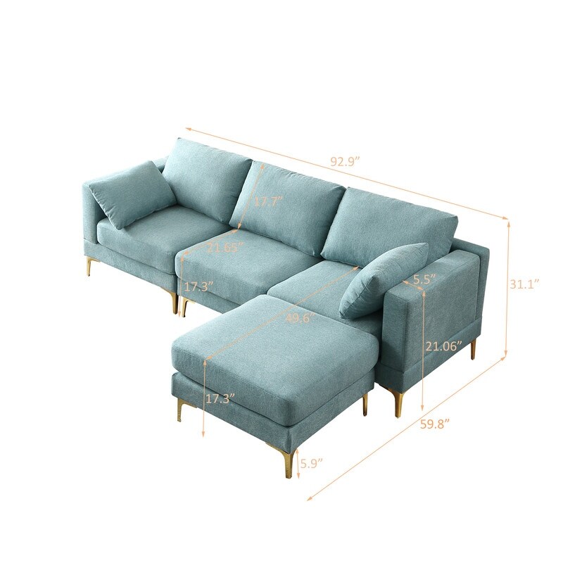 Modern Style L Shape Upholstered DIY Each Seat Sectional Sofa