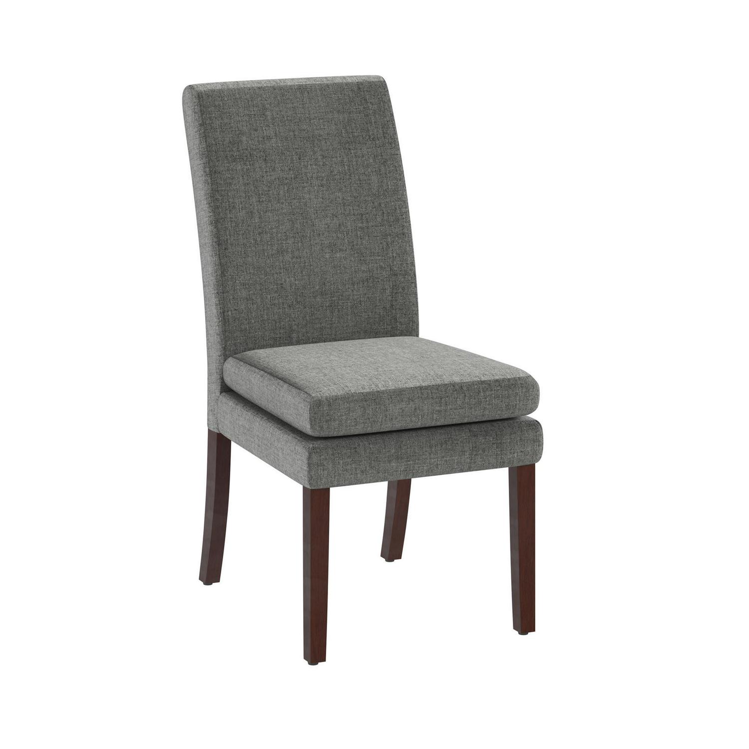 DHP Clark Upholstered Dining Chair Gray Linen with Dark Base Set of 2  Crowdfused