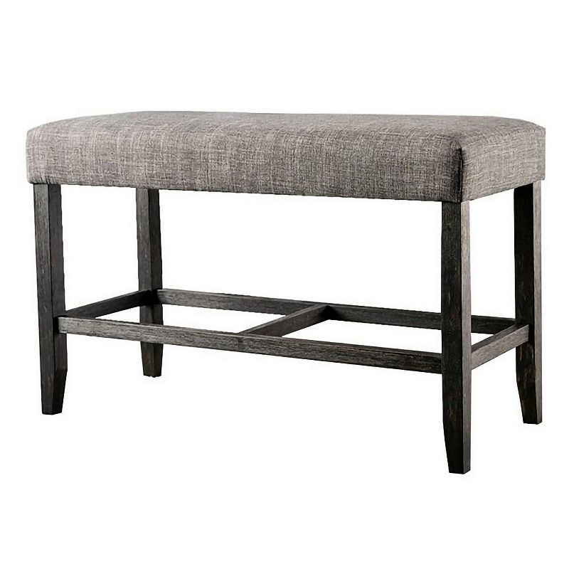 41 Inches Counter Height Bench with Padded Seating， Gray