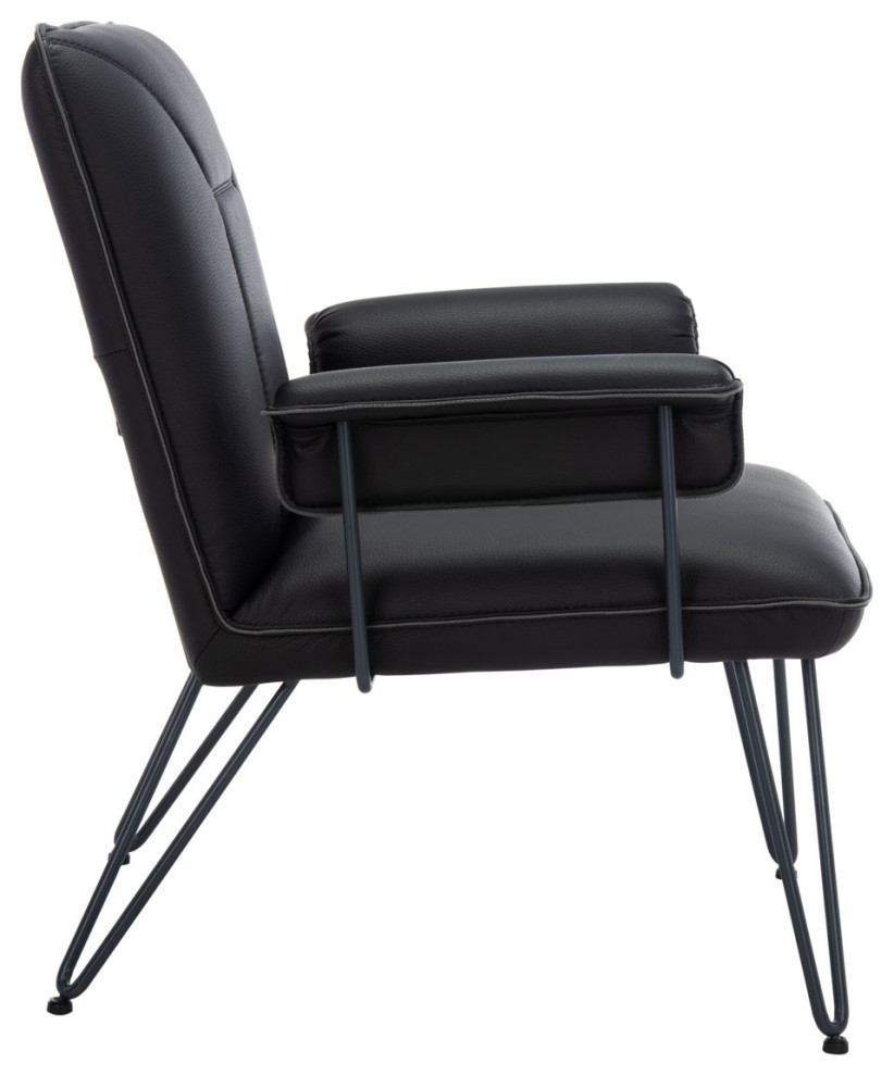 Angie 17.3 quotMid Century Modern Leather Black PU   Modern   Armchairs And Accent Chairs   by Virgil Stanis Design  Houzz