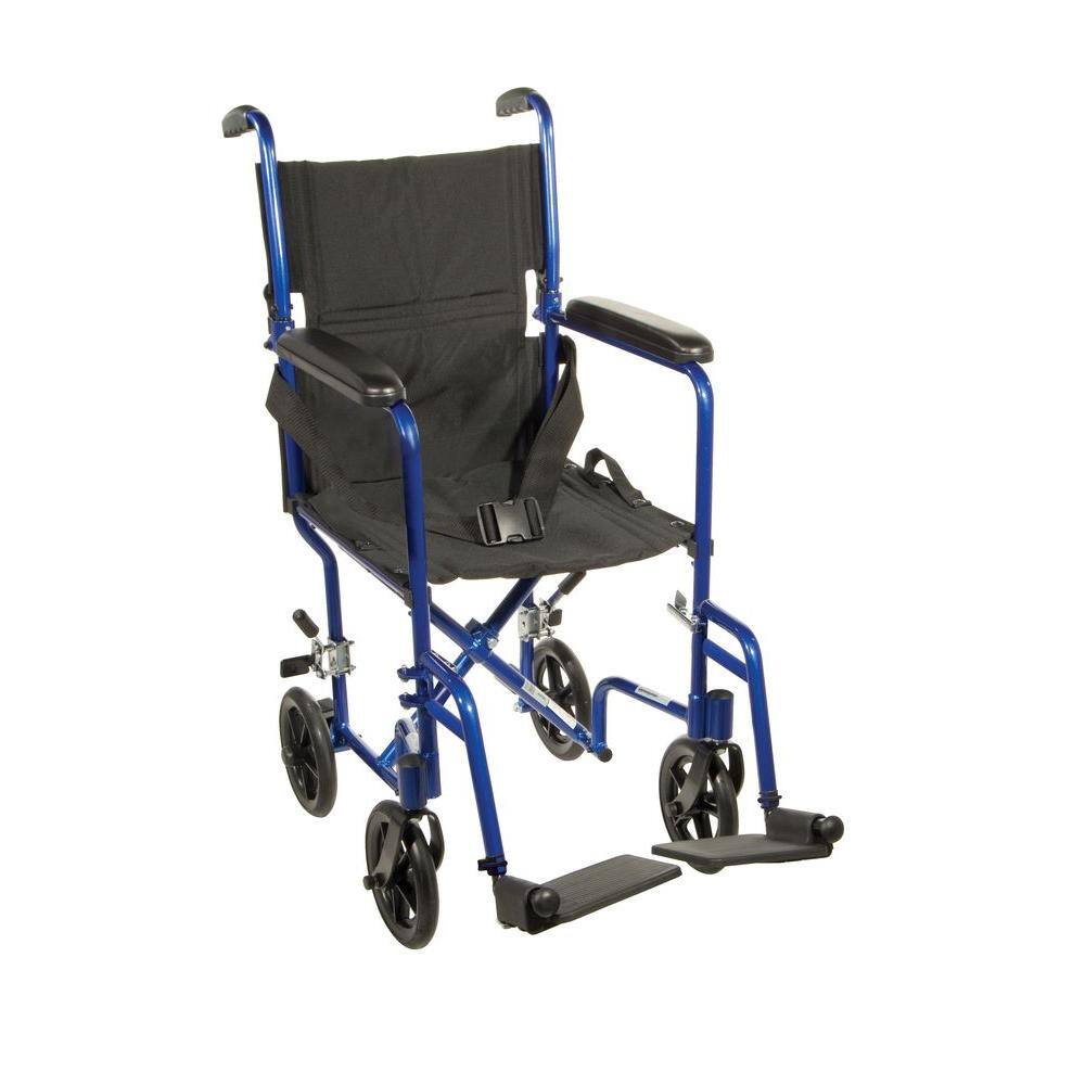 Drive Medical Lightweight Transport Wheelchair in Blue ATC19-BL