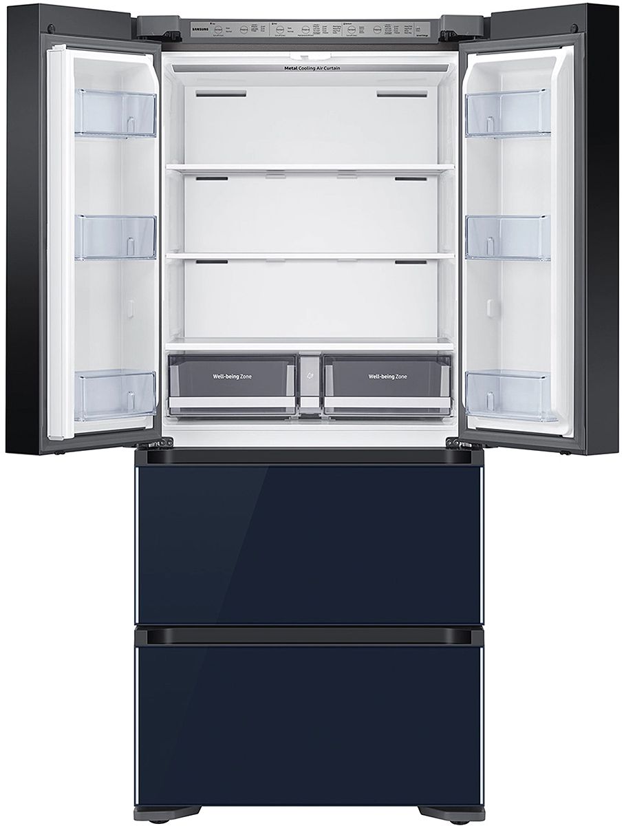  17.3 Cu. Ft. White-Navy Glass Smart Kimchi and Specialty 4-Door French Door Refrigerator