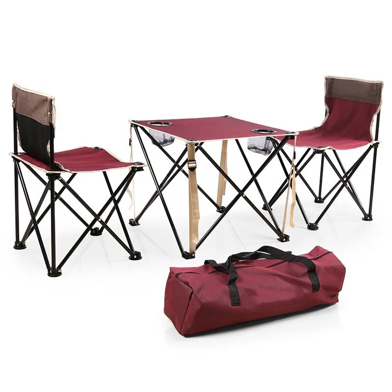 Wholesale Outdoor Camping Picnic Folding Portable Storage Table Chairs Three Pieces Set