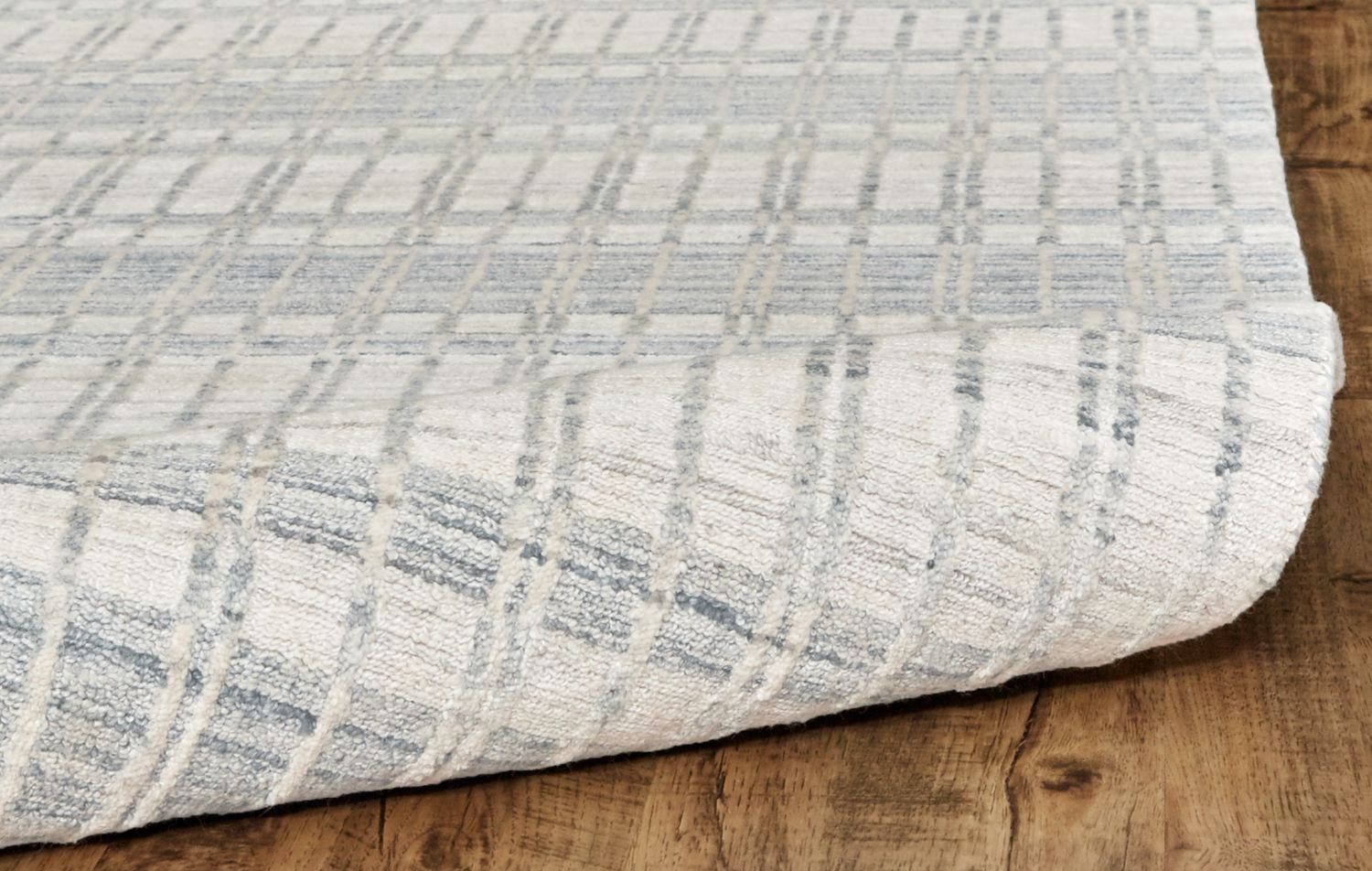 Odami Hand Woven Ivory and Blue Rug by BD Fine