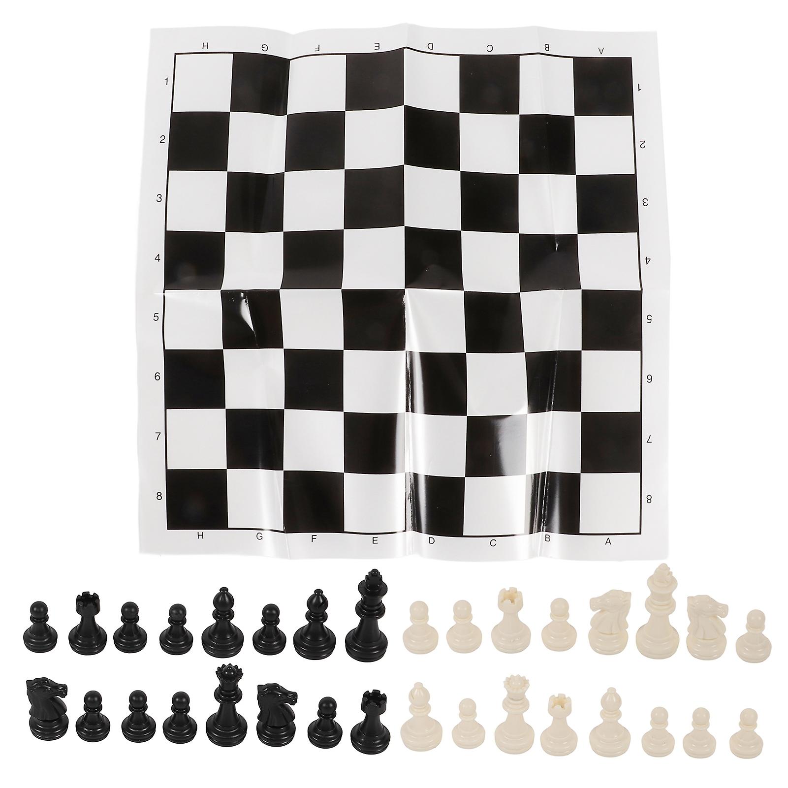 Chess Set International Standard Chess Game Set With Chessboard For Camping Outdoor Travelblack+white