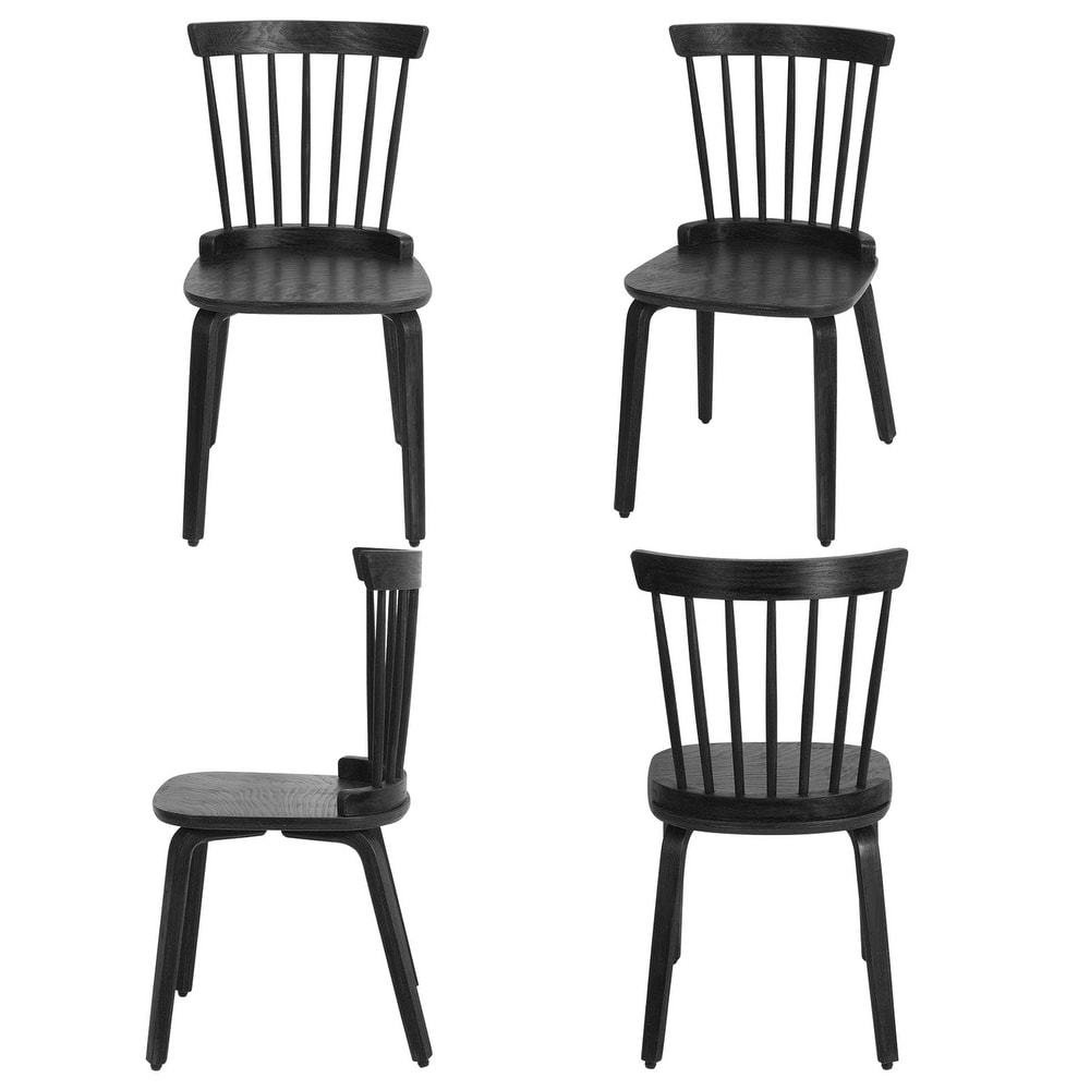 Farmhouse Spindle back Windsor Dining Chairs with Bentwood Legs  Black   33.5\