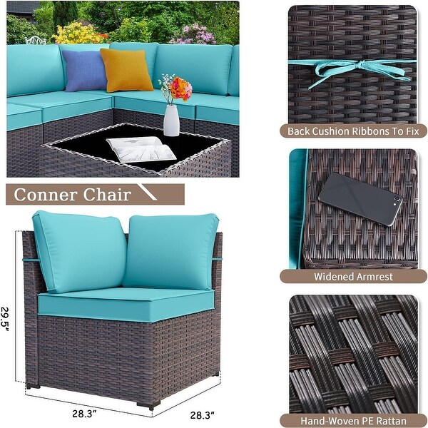 Kullavik Patio Furniture Set Sofa 6Piece Wicker Sectional Sofa Set，Outdoor Furniture Rattan Patio Sofa Conversation Set