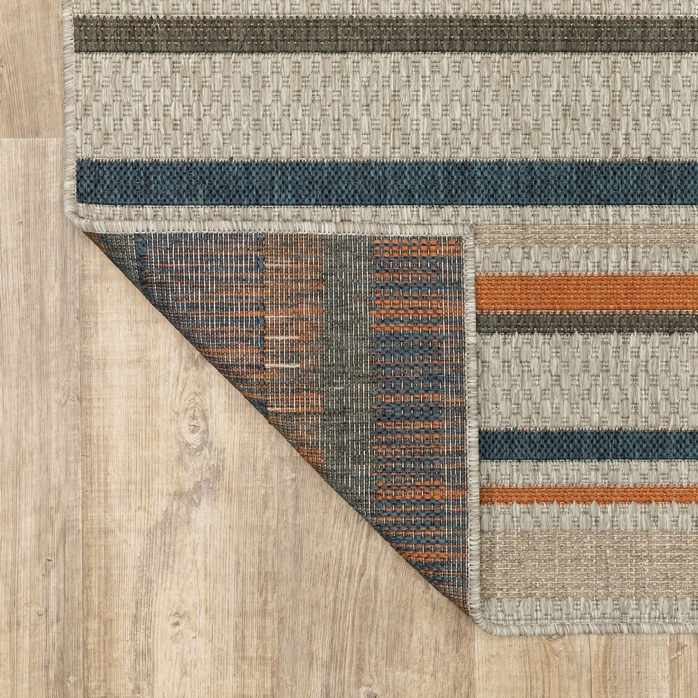 Style Haven Higgins Striped Grey/ Blue Indoor/ Outdoor Area Rug by Havenside Home