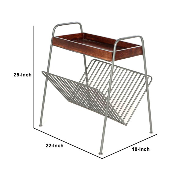 25 inch Rectangular Metal Frame Side Table  Magazi...