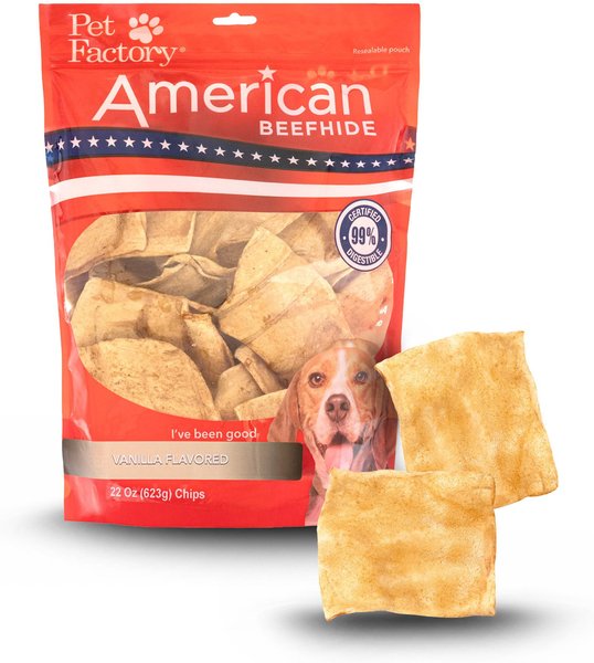 Pet Factory Beefhide Chips Vanilla Flavored Dog Hard Chews， 22-oz bag