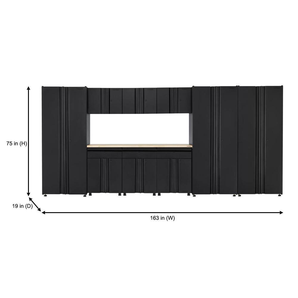 Husky 10-Piece Regular Duty Welded Steel Garage Storage System in Black (163 in. W x 75 in. H x 19 in. D) GS16210-3WWO