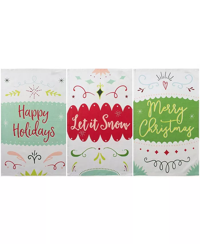 Design Imports Assorted Winter Wishes Holiday Printed Dishtowel Set