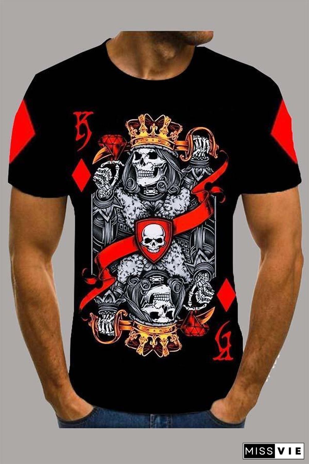 The 3D grim Reaper Print Short Sleeve T-shirt