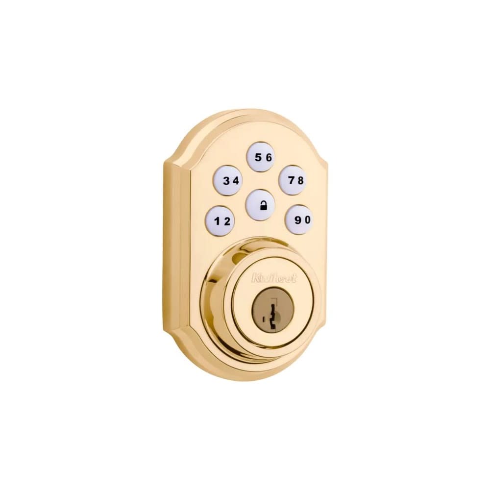 Polished Brass Keyless Entry Electronic Single Cylinder Deadbolt ;