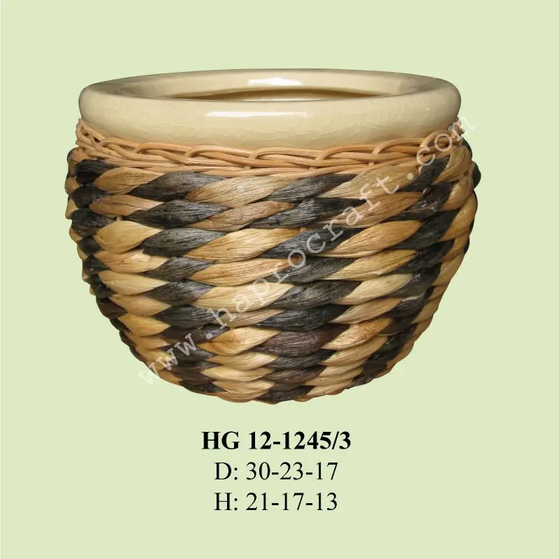 Woven planter pots / ceramic weaving planters for indoor and outdoor garden decoration (HG 12 1245/3)