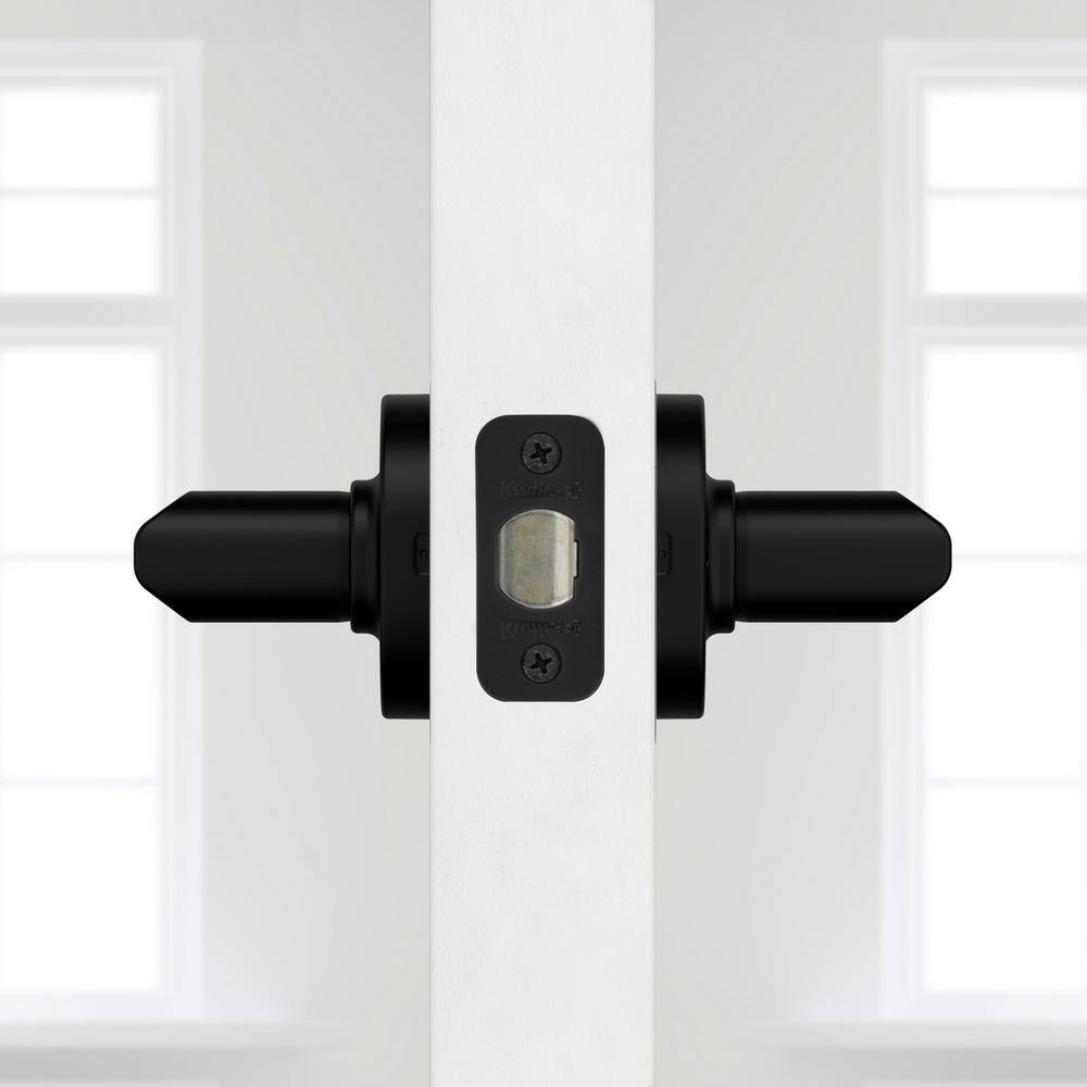 Kwikset Hollis Round Rose Matte Black Passage HallCloset Door Lever 200HSL RDT 514