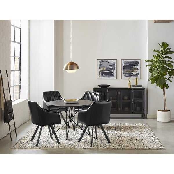 45-inch Round Wood Dining Table with Metal Legs in Black and Gunmetal