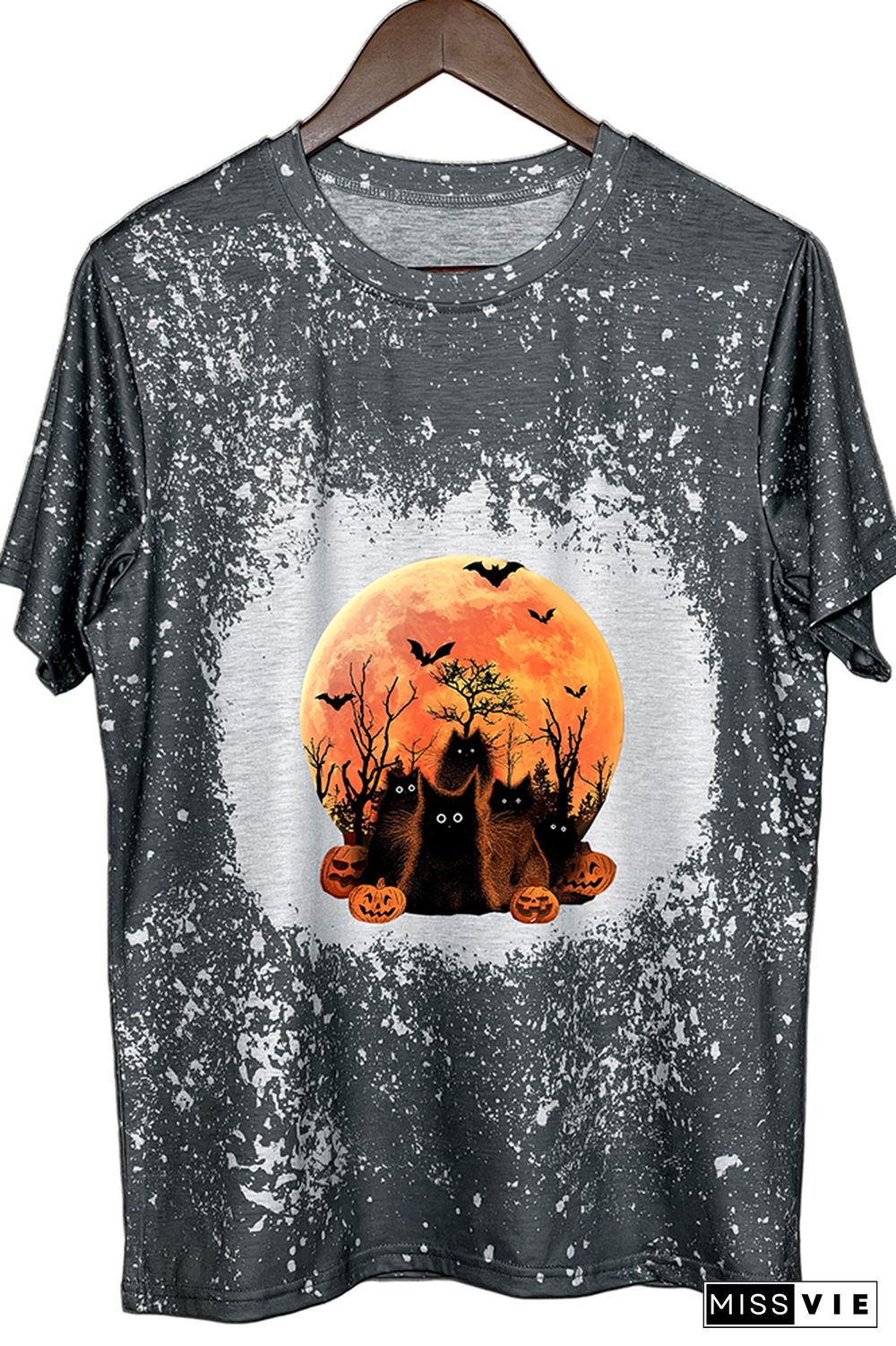 Halloween Black Cat Graphic Tee Wholesale