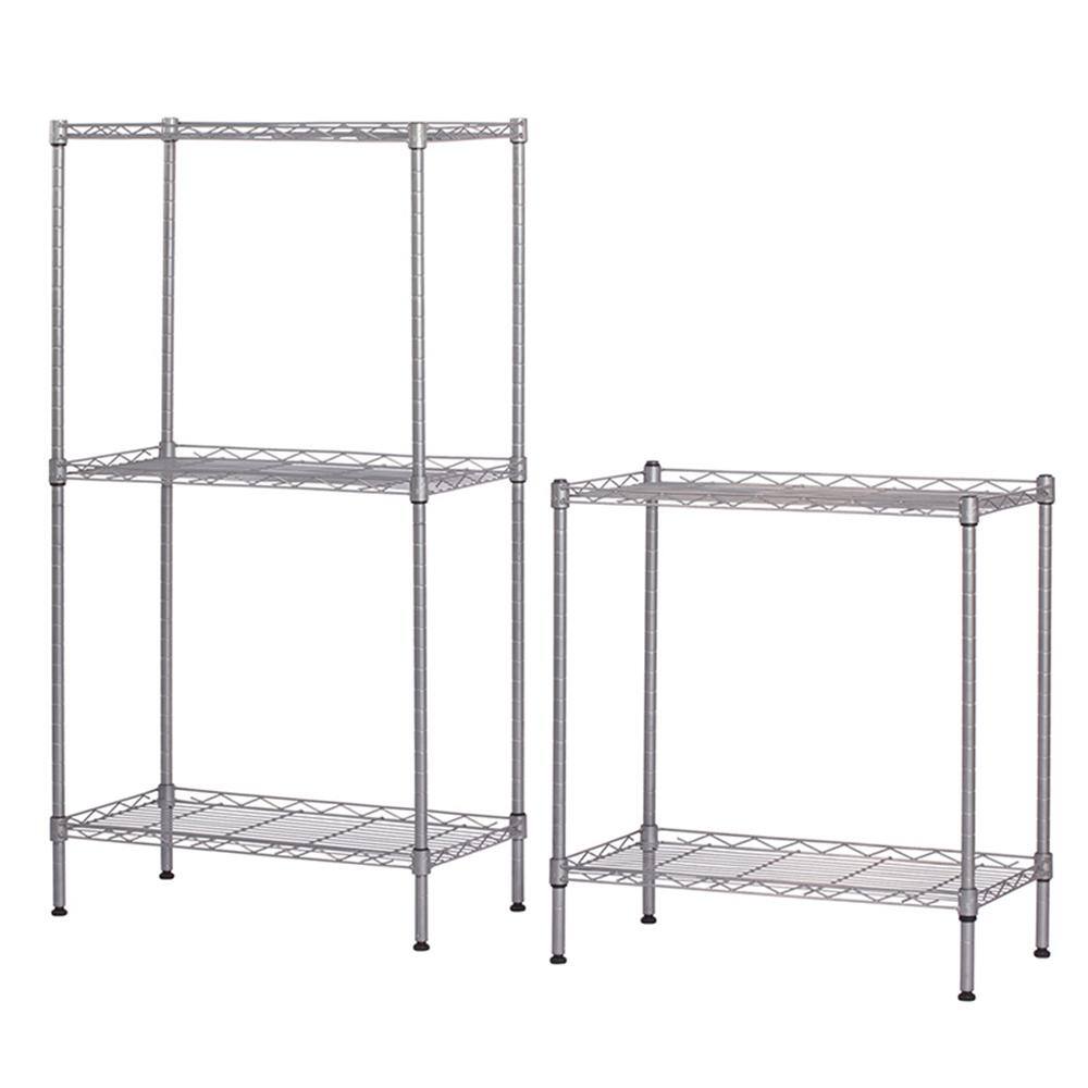 Karl home Silver 5-Tier Heavy Duty Steel Freestanding Garage Storage Unit (11.42 in. W x 59 in. H x 21.3 in. D) 302992573327