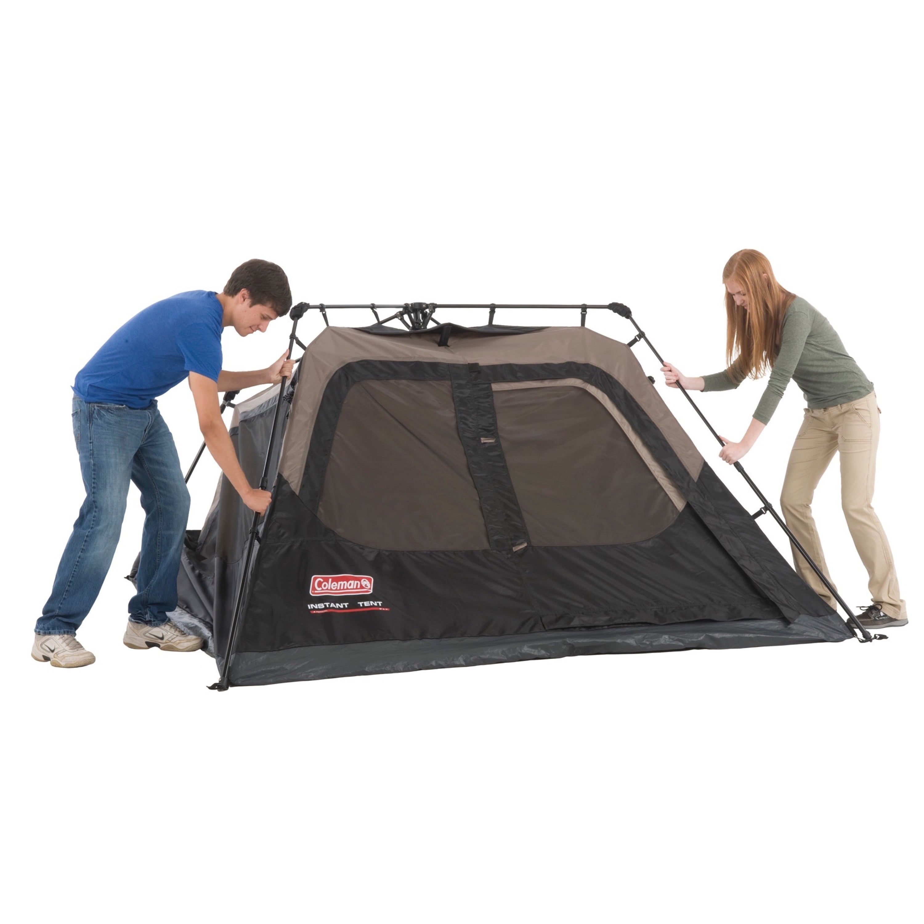 Coleman 4-Person Cabin Camping Tent with Instant Setup， 1 Room， Gray