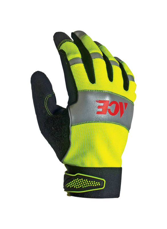 Ace Men\u0027s Indoor/Outdoor Hi-Viz Work Gloves Black/Yellow M 1 pair