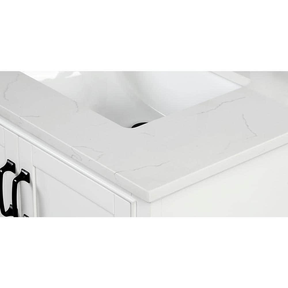 Home Decorators Collection 31 in W x 22 in D x 075 in H Quartz Vanity Top in Carrara White with White Basin