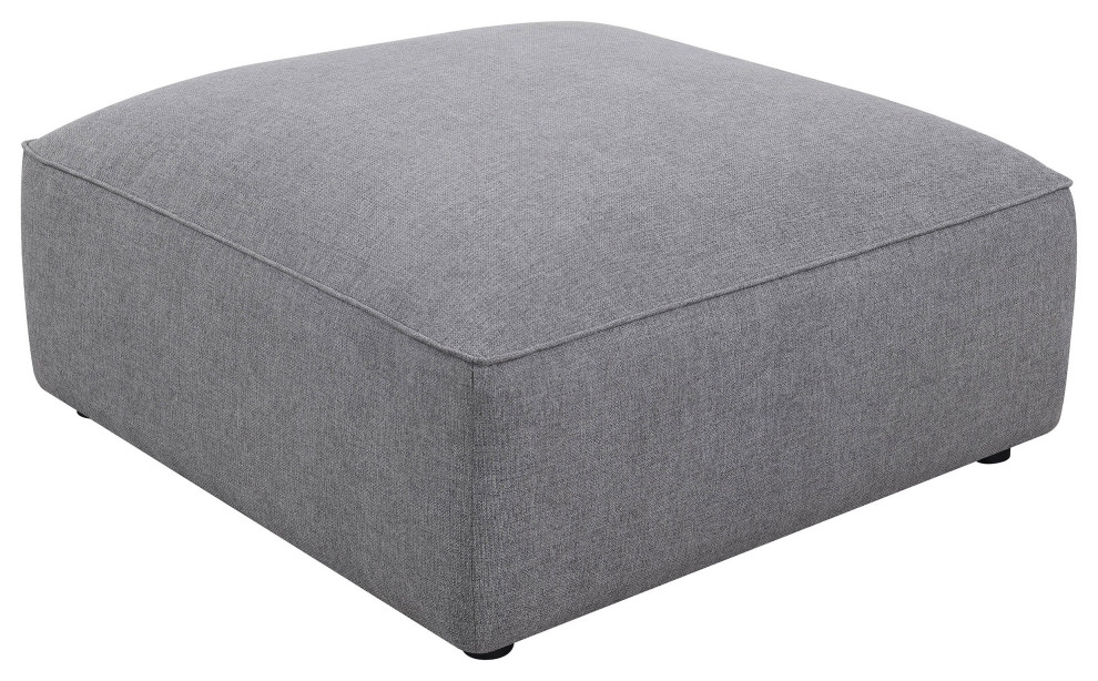 Jennifer Square Upholstered Ottoman Grey   Modern   Footstools And Ottomans   by Modon  Houzz