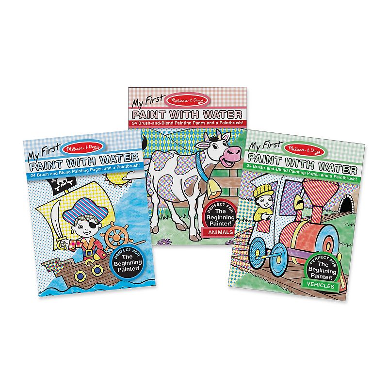 Melissa and Doug Animals， Vehicles and Multi-Themed My First Paint With Water Bundle