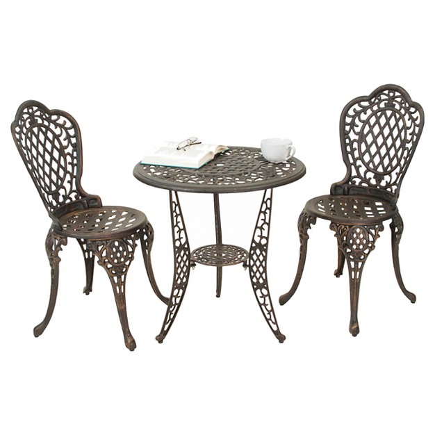 Cole 3pc Cast Aluminum Patio Bistro Set Bronze Christopher Knight Home