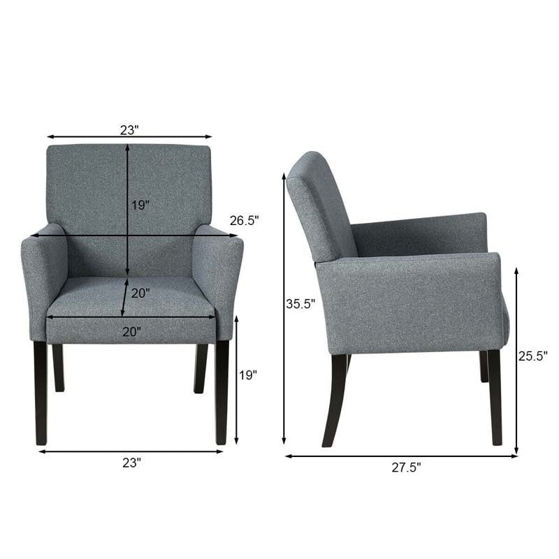 Fabric Upholstered Executive Guest Chair with Rubber Wood Legs, Reception Armchair for Meeting Room Office