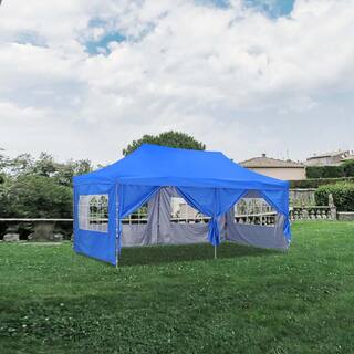 OVASTLKUY 10 ft. x 20 ft. Blue Pop up Canopy Tent MAOV-ODF014BL