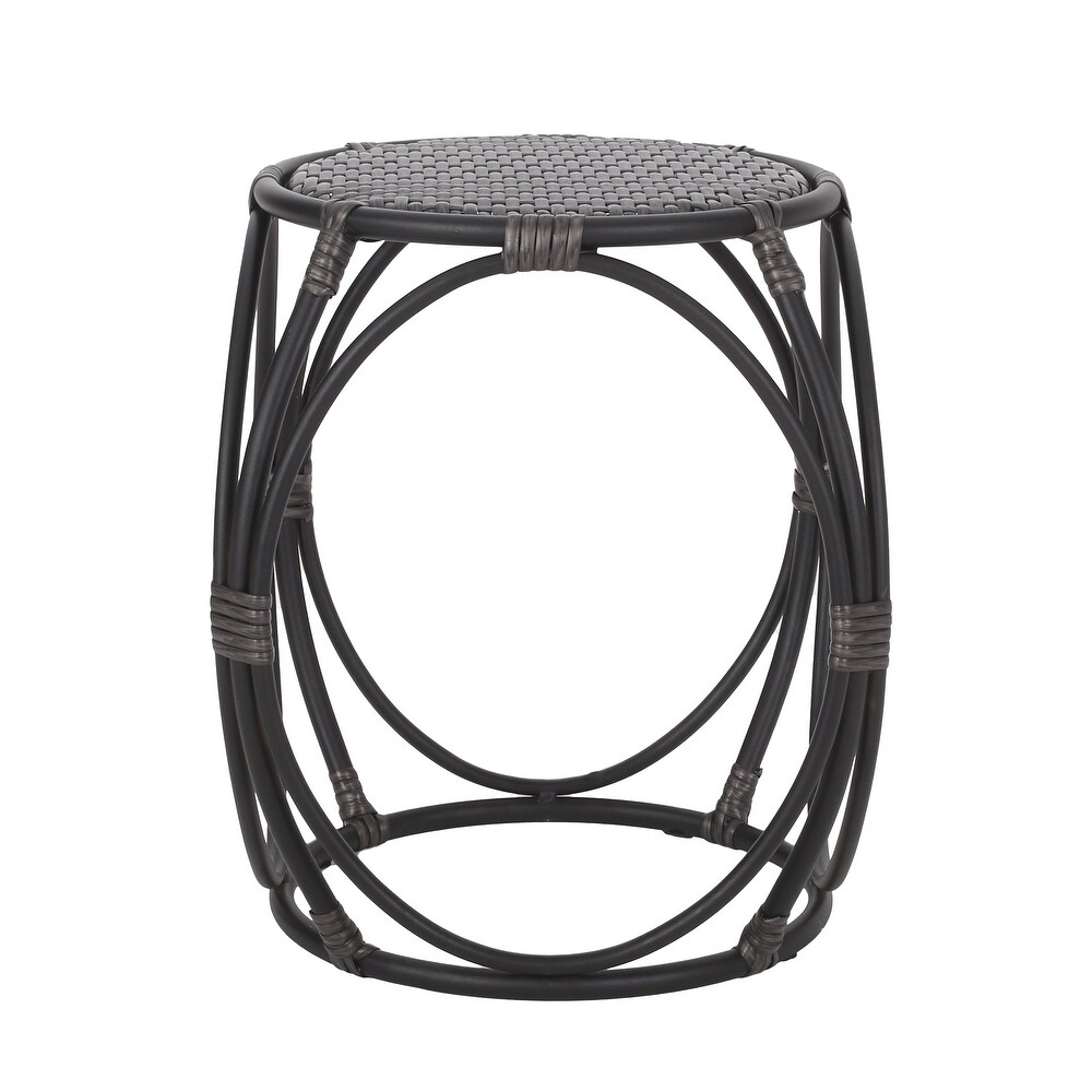 Juan Outdoor Wicker and Iron Side Table by Christopher Knight Home