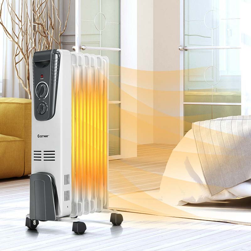 1500W Portable Oil Filled Space Heater Adjustable Temperature Radiator