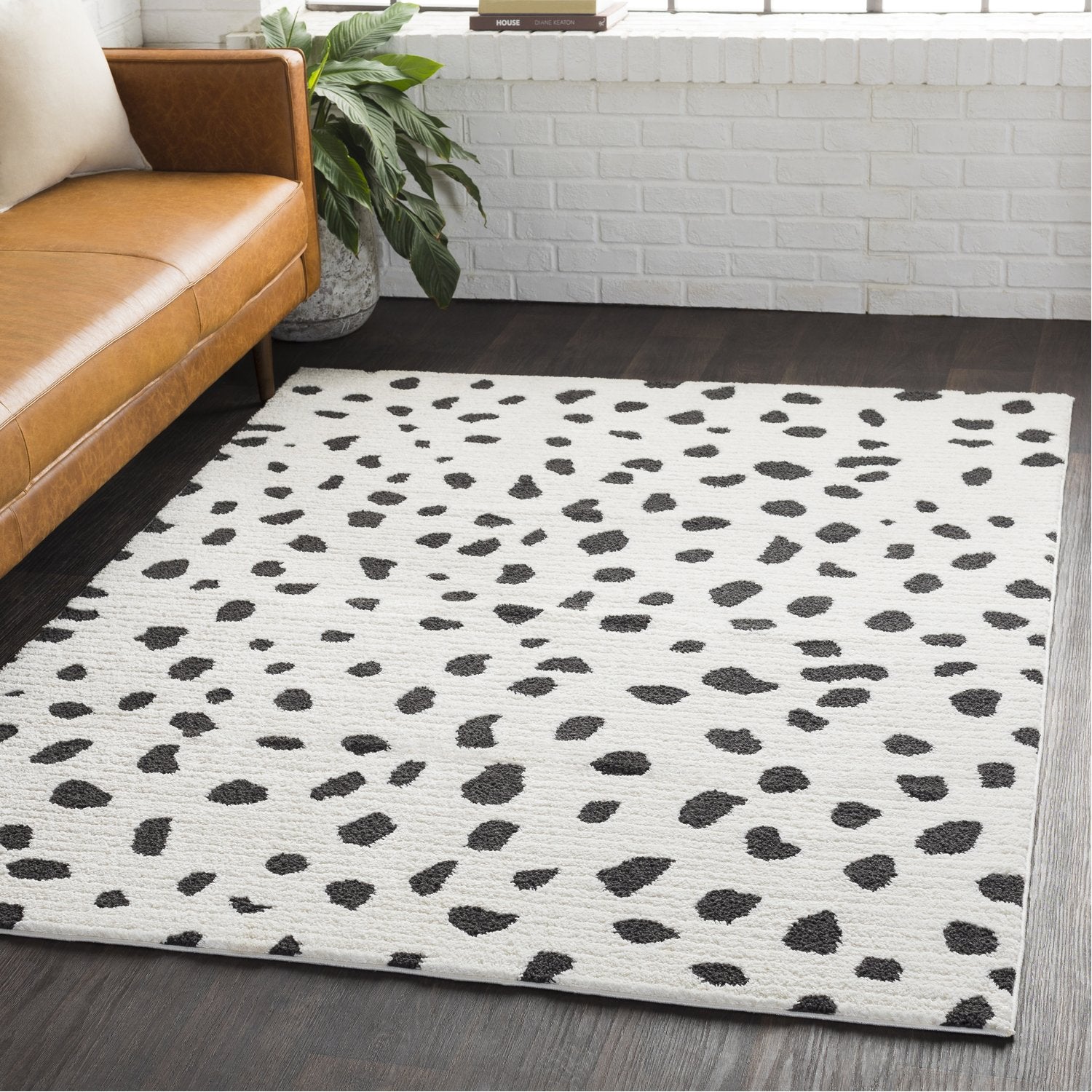 Moroccan Shag Rug in White & Black